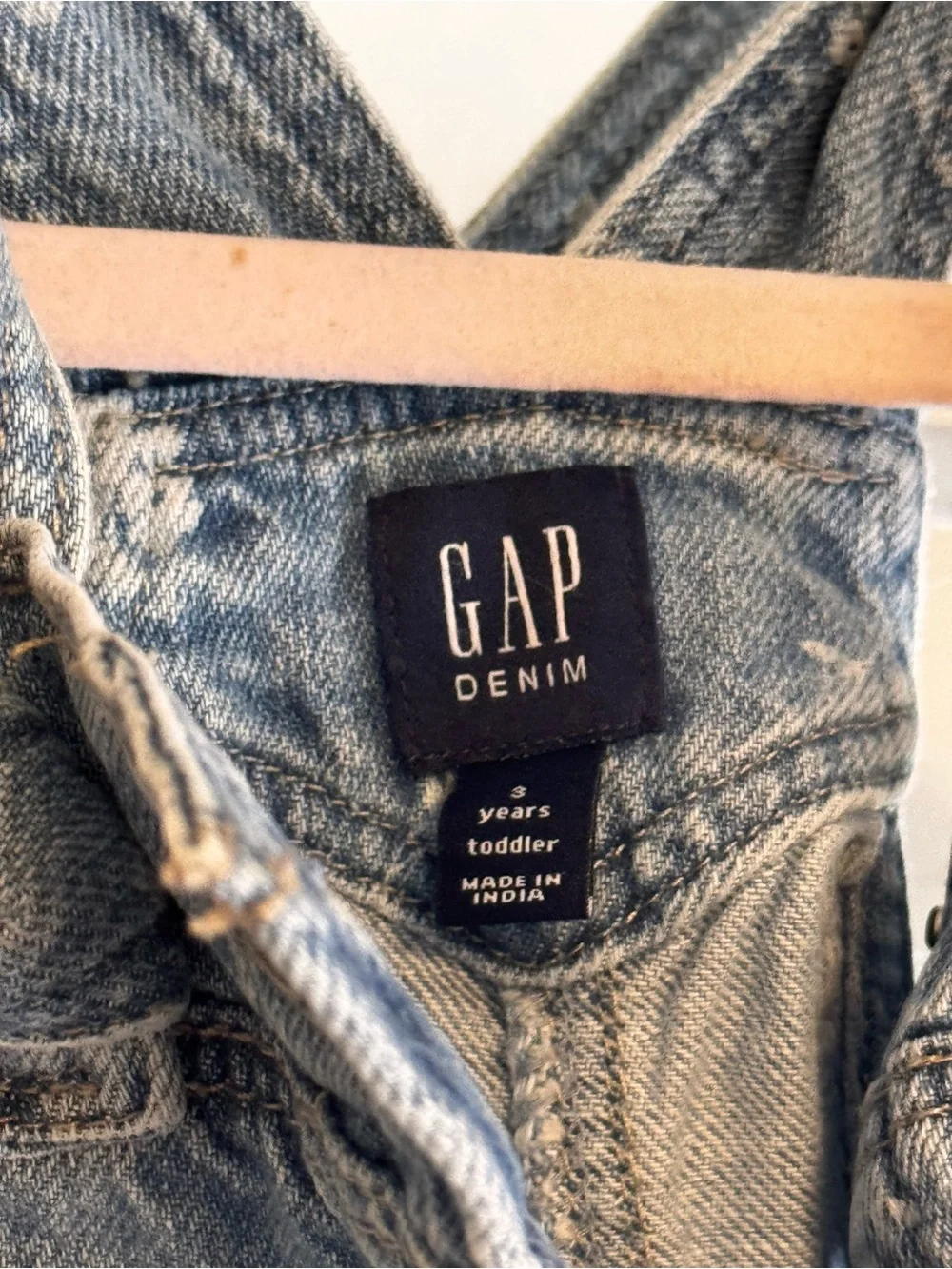 GAP Faded Blue Denim Girls' Floral-Print Overalls